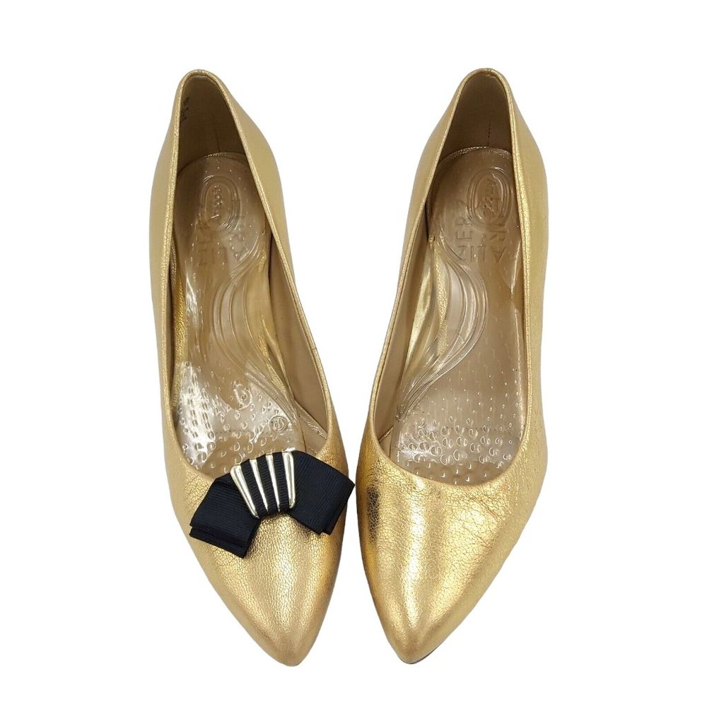BLUETTE Shoe Clips Black Ribbon Gold Tone Metal Jean Madar Design Made in France
